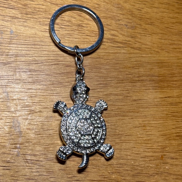 Accessories - Silver Tone Clear Rhinestone Turtle Keychain  Bag Charm